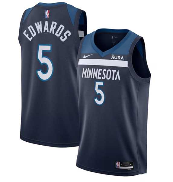 Men%27s Minnesota Timberwolves #5 Anthony Edwards Navy Icon Edition Stitched Jersey Dzhi->minnesota timberwolves->NBA Jersey